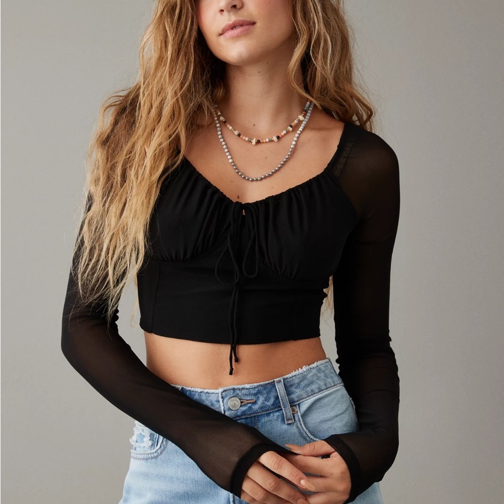 AE Mesh Cropped Corset Top